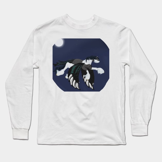 Magpie Pegasus Long Sleeve T-Shirt by HornedBlueMare